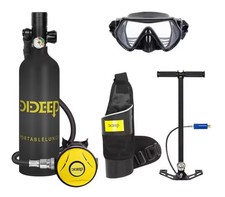 DIDEEP 1 Liter Mini Tauchflasche, Tauschflaschen Set mit Luftpumpe und Brille 