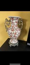 Barock Henkelvase Prunkvase Antik handbemaltes Porzellan mit Bronzeverzierungen