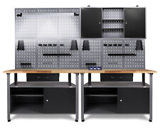 Ondis24 Werkstatteinrichtung 240cm Komplett Werkstattset Werkbank aus Metall LED