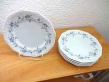 Rosenthal  Maria  classic Rose   Blumenranke blau-grau    5 Kuchenteller