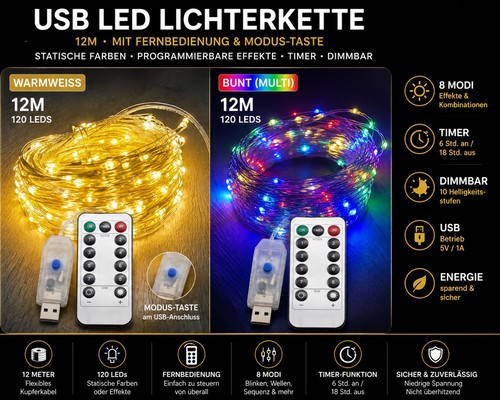 Led lichterkette 12m - lichterkette,