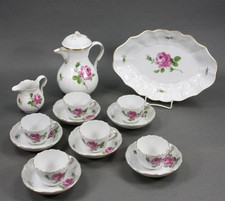 Meissen 15-tlg. Mokkaservice Neubrandenstein 2. Wahl Rose mitte, bunt, Goldrand