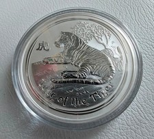 Australien Lunar II Silbermünze - 2010 - Jahr des Tigers - 5 OZ Feinsilber 0.999