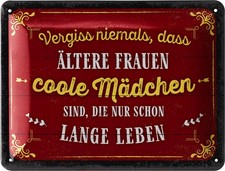 Retro Blechschilder Ältere Frauen Mädchen Metallschilder mit Sprüchen Wanddeko 1