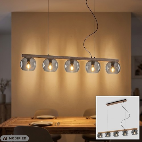 Flammige pendelleuchte holz - 5-flammige,
