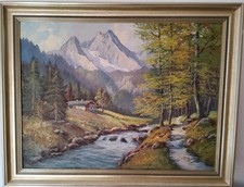 Ölgemälde - Berg- und Seenlandschaft  -gerahmt - NUR ABHOLUNG MÖGLICH