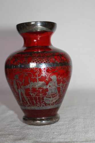 Alte silveroverlay vase - silveroverlay,