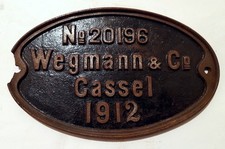 Waggon Fabrikschild Wegmann & Co, No 20196, 1912