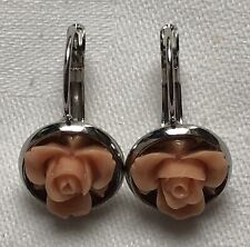 Paar Ohrringe mit schönen ? Rosen, Metall Versilbert