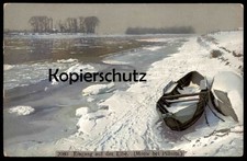 ALTE POSTKARTE EISGANG AUF DER ELBE MOTIV BEI PILLNITZ DRESDEN NENKE & OSTERMAIE