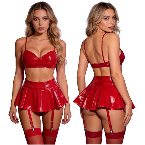 Damen leder dessous set bh - de,