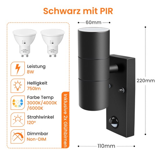 Edelstahl led außenleuchte - edelstahl,