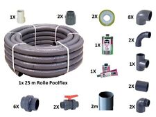 VERROHRUNGSSET Pool Verrohrung 50 mm Poolflex Fittinge Kleber PVC Rohr Poolbau