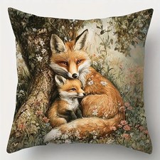 Kinderzimmer Deko Kissen 45 cm Kissenbezug Tiere fuchs Familie Liebe Geborgenhei