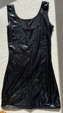 Sexy Wetlook Mini- Kleid Schwarz Gr. XS/S 34/36 Neu