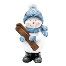 Niedlicher schneemann mit ski - niedlicher,