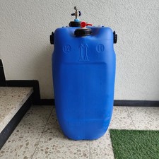 60L Getränke- Wasserkanister Blau mit Schraubdeckel + 2x Hahn (DIN 71)
