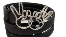 CHANEL Gürtel Strass CC CRYSTAL PEACE  SIGN Gr.75