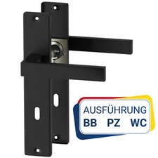 Schwarz Türbeschlag CUBE Langschildgarnitur Renovierung Drückergarnitur BB WC PZ
