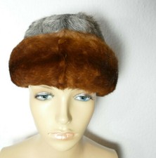 50er Jahre * Damen Pelz Mütze*  *Hut * Echt Fell Kappe * silber grau /braun
