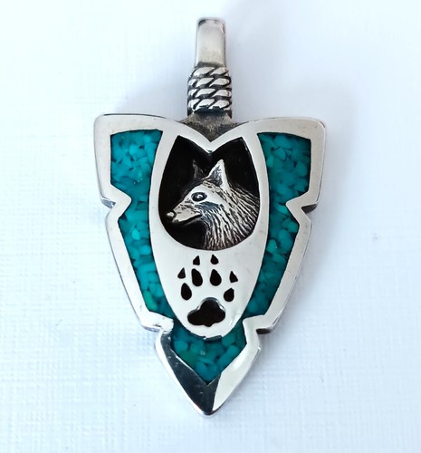 Anhänger silber wolf türkis - anhänger,