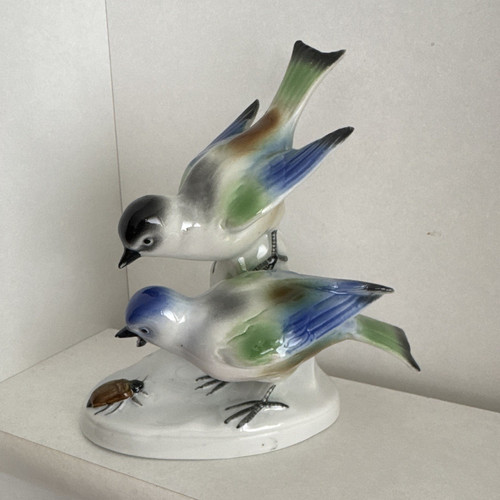 Porzellanfigur vögel auf - porzellanfigur,