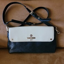 Venturini Milano Handtasche Crossbody Umhängetasche Schwarz Creme Golddetail NEU