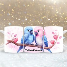 Tasse Vögel auf dem Ast mit Namen personalisierbar, Geschenke für verliebte