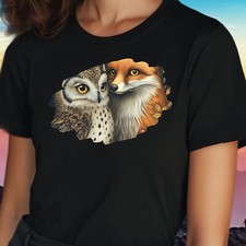 Frauen T-Shirt Fuchs und Eule