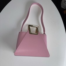Schicke  Design-Handtasche, Pink, Goldfarbene Griffe, Italien,