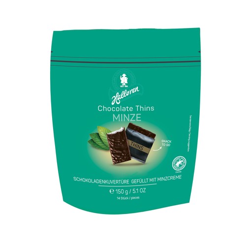 Halloren chocolate thins mint - chocolate,