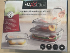 Maxxmee Frischhaltedosen Set Deckel Gefrierdosen glas klick-it Lunchbox 6 tlg.