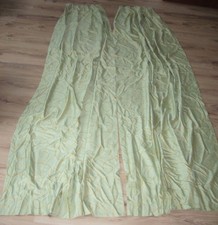 2 Stück Dekoschals Vorhang Gardinen grün orange 45 x 245 cm Faltenband Vorhänge