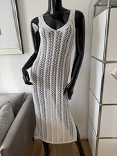 Strickkleid Kleid Häkelkleid weiß S 36 Dress Cover Up Bikini Sommerkleid