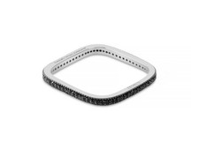 Square Stacking Eternity Black Diamond Ring in 18k White Gold by Leah Van Meyer
