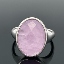 RING GR.18 (CA.56) 925/- SILBER RHOD. MIT MILKY KUNZIT SILBERZEIT SCHMUCKJAGD
