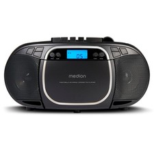 MEDION Boombox E66476 CD MP3 USB Kassettenspieler und PLL-UKW Radio AMS schwarz