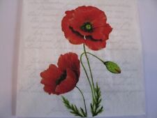 3 lose Servietten Mohnblume mit Schrift, Proud Poppy