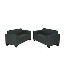 B-Ware Sofa-Garnitur Couch-Garnitur 2x 2er Sofa Lyon Kunstleder dunkelgrau