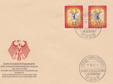 Berlin FDC Nr. 129-30 vom 17.10.55 "Bundestag Berlin" weißer Adler 10+20-Pfg.