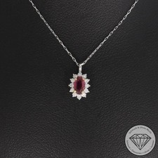 Wert 490 € Brillant Rubin Anhänger & Kette 900 Platin