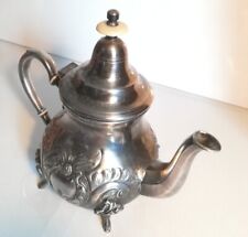Selten Vintage Marokkanische Teekanne versilbert Handarbeit gepunzt Et-TAJ 770gr