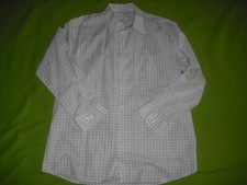 Hemd v. Walbusch extraglatt, Gr. 42, weiß mit feinen blauen Karos, Langarm