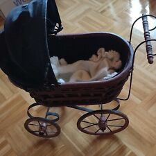 Antik Puppenwagen Kinderwagen Puppe Faltdach Holz Vintage Deko Sammlerstück 