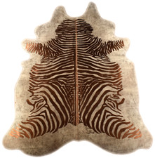 PREMIUM KUHFELL STIERFELL KUPFER MIT ZEBRA PRÄGUNG 240 x 190 cm