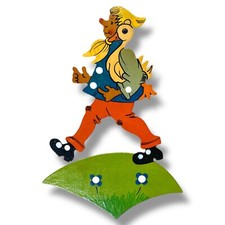 1960er Eva Günther: Hans mit Glück 19cm Midcentury Märchen Figur Holz Deko DDR