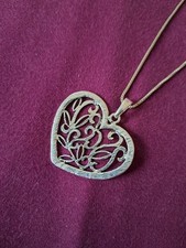 Romantische Halskette Damen Metall silber mit Herz-Anhänger 29 cm lang