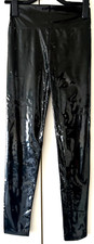 Schwarze Glanzlack Leggings, Lackröhre, Gr. S-M, high waist, kein Stretch
