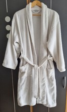 Bademantel Gr. L/XL in weiß mit Schalkragen, Gürtel + Taschen, 100 % Baumwolle