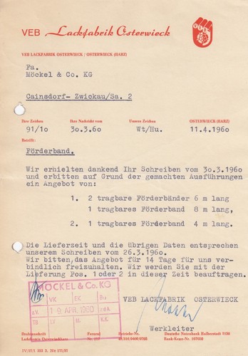 Osterwieck brief 1960 veb - 1960,,